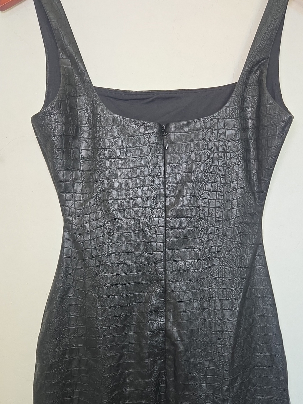 Naked Wardrobe Croc Embossed Faux Leather Body-Con Dress Maxi Stretch Sz S NWOT - Picture 8 of 14